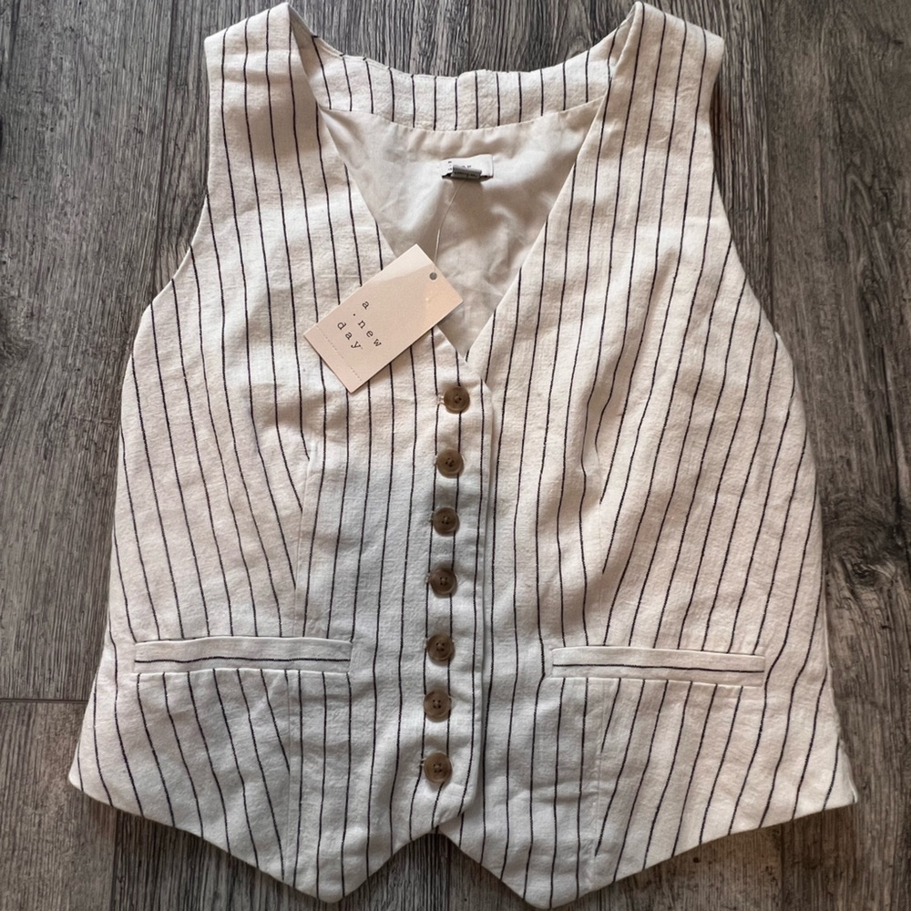 Tan Striped Vest